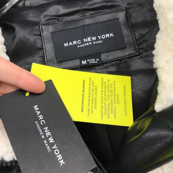 Andrew Marc New York Saros Faux Sherpa Jacket M Flap Pockets Zip Up Long Sleeve - Picture 3 of 6